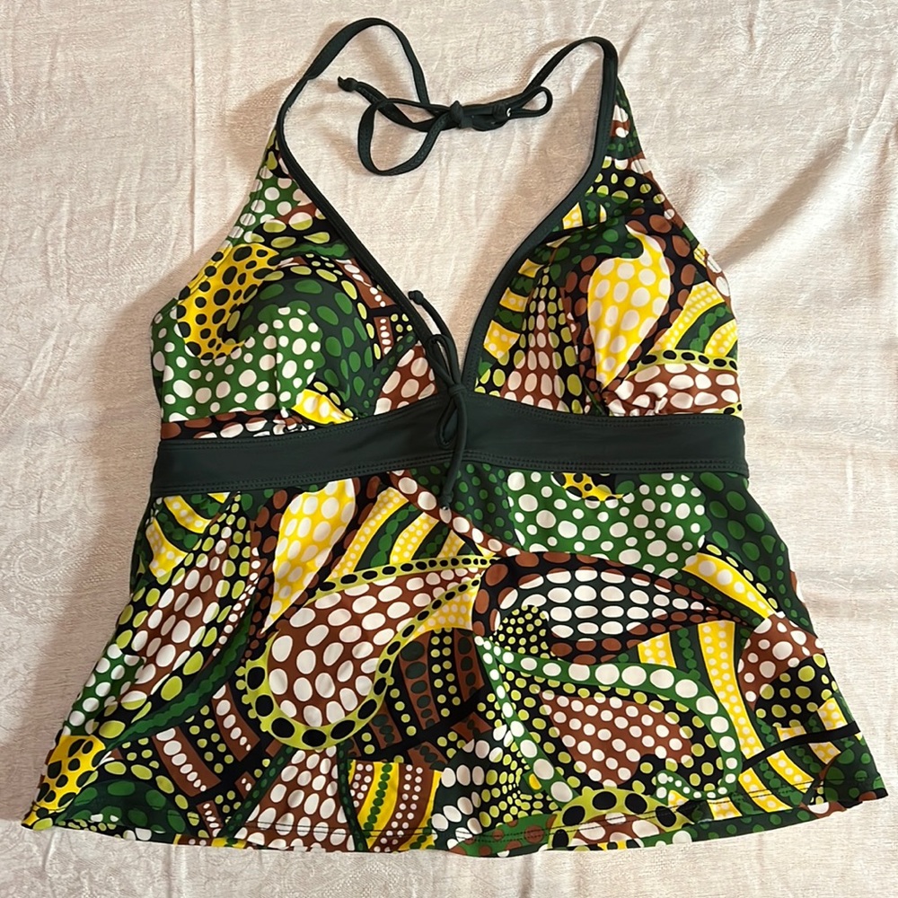 Tank swim top, fun 70s paisley